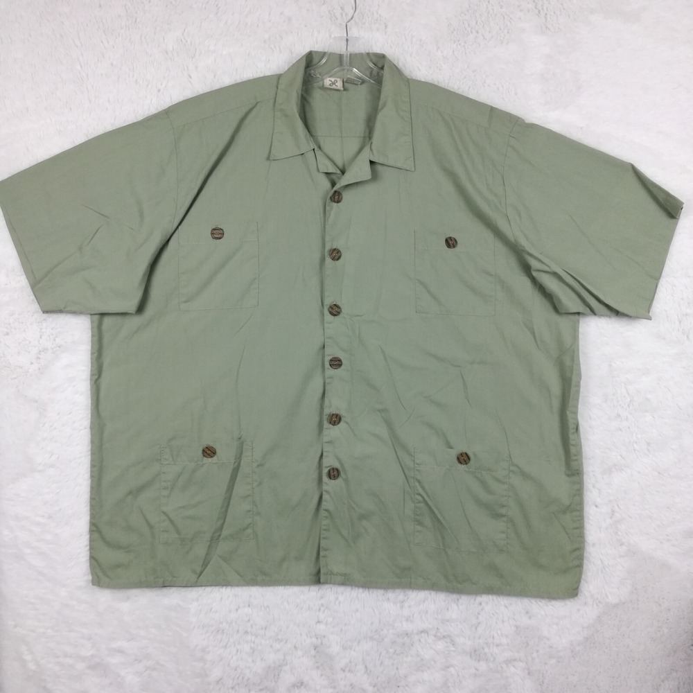 Vintage Haband Shirt Mens Button Down Green Short Sleeve Casual 4 Pocket Plus 4X